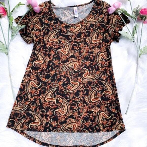 LulaRoe Small Brown Paisley Soft Perfect T shirt - Picture 1 of 8